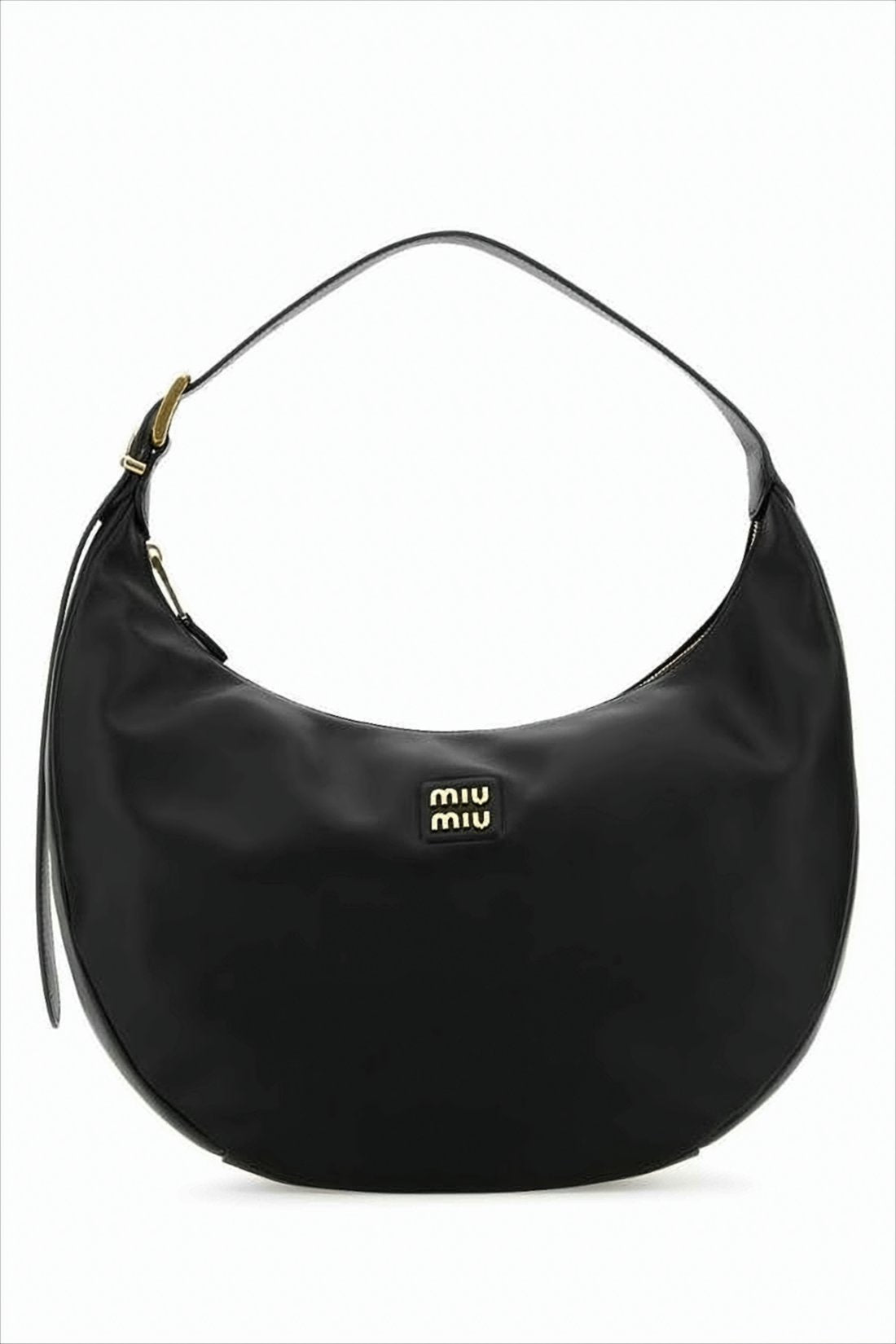 Crescent-Shaped Calf Leather Shoulder Bag
