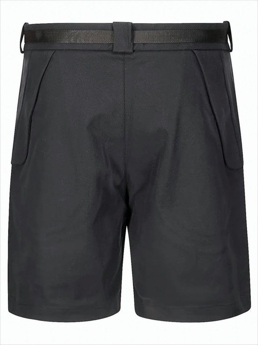 Tailored Black Shorts With Built-In Belt