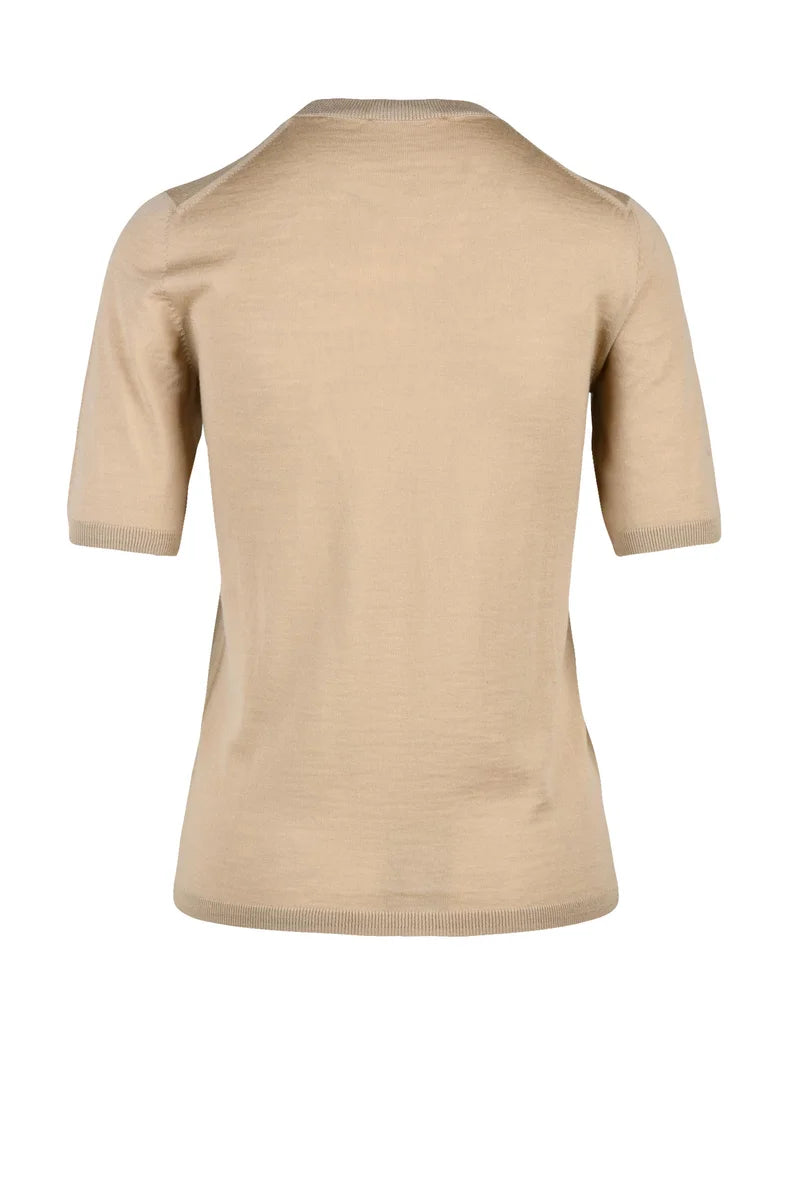 Virgin Wool T-shirt Knit - Brown