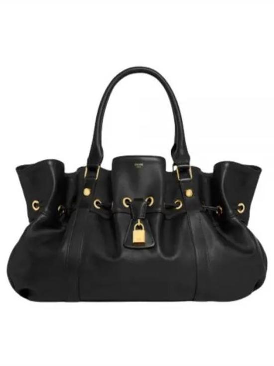 Gathered Design Shoulder Bag with Gold-tone Hardware