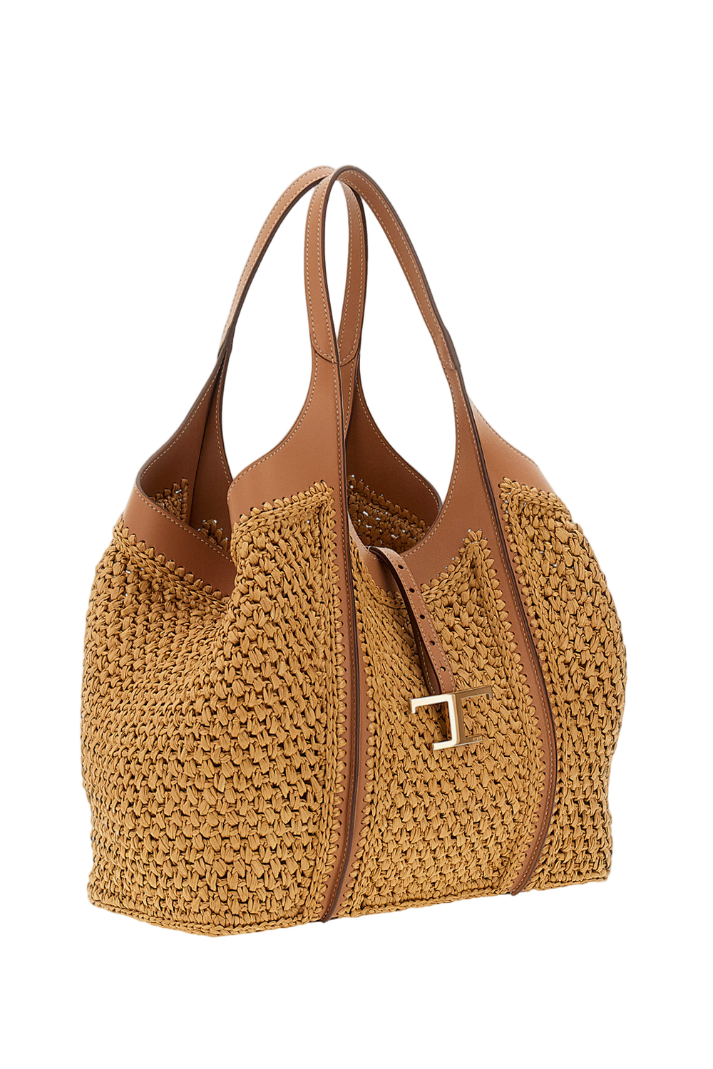 Beige Medium T Timeless Crochet Shopping Bag