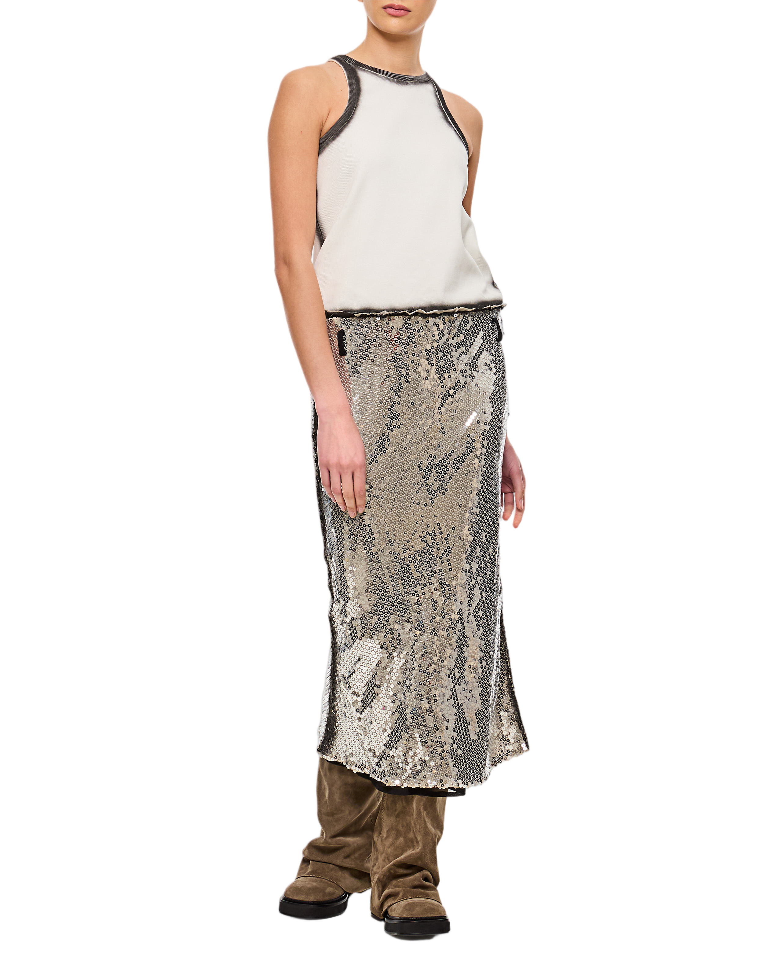 White And Silver Midi Dress