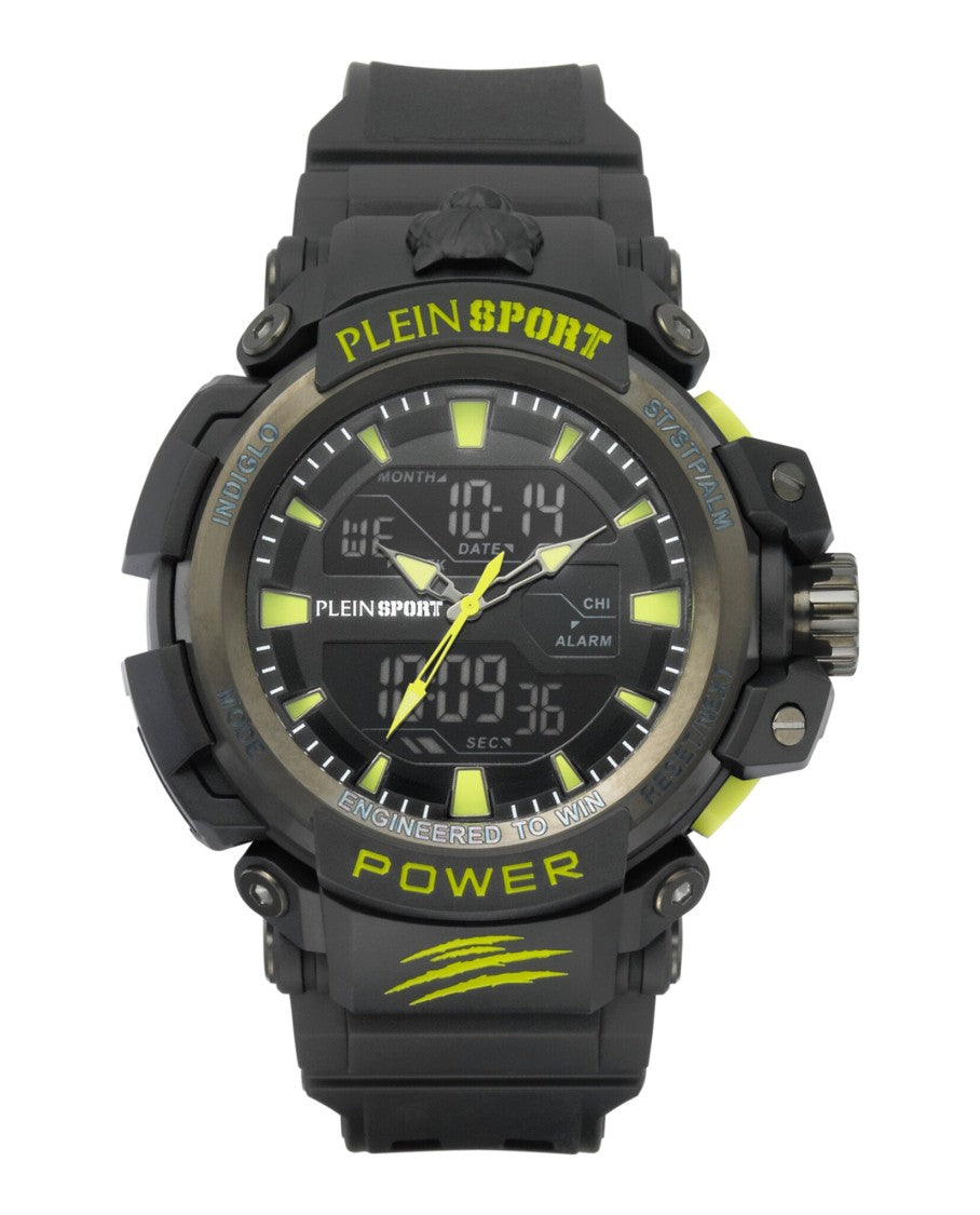 Robust 50Mm Digital Watch With Black Silicone Strap