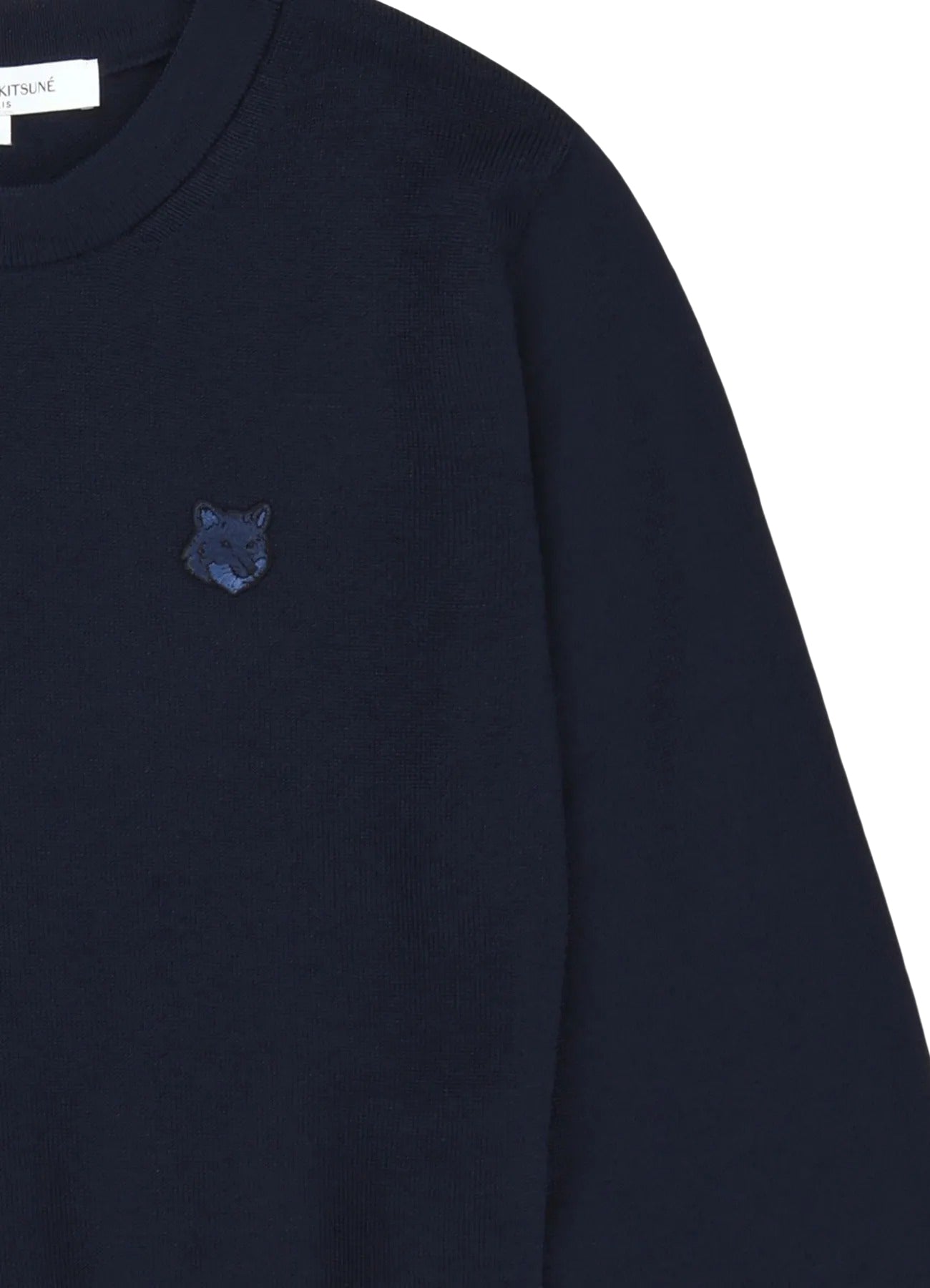 Long-Sleeve Black Wool Sweater With Embroidered Detail