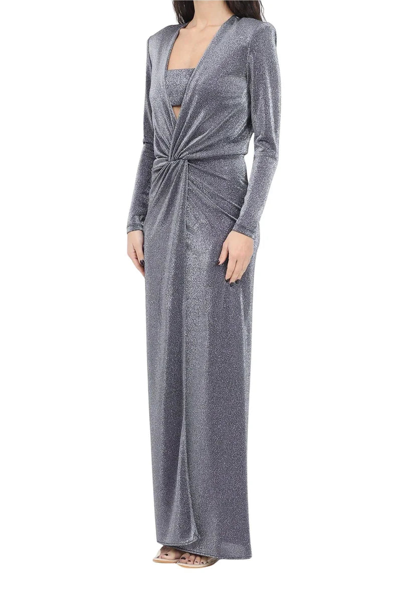 Fitted Lamé Dress - Silver