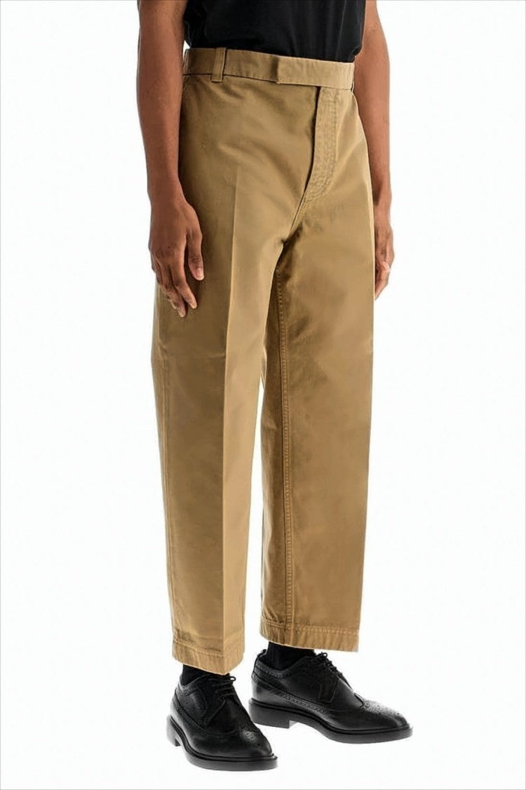 Straight Fit Cropped Pants with Relaxed Mid-Rise
