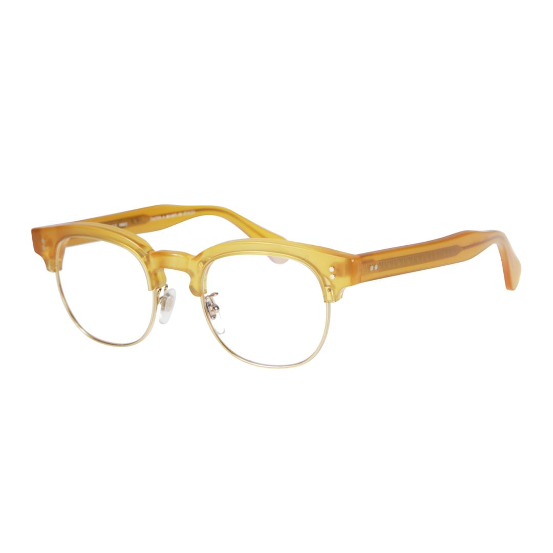 Woody Cm Translucent Amber-Yellow Browline Eyeglasses