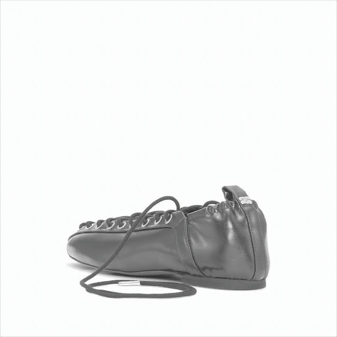 Lace-Up Flat Shoes with Gathered Elasticized Heel