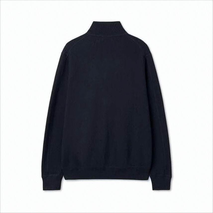 Classic Full-Zip Sweater with High Ribbed Collar