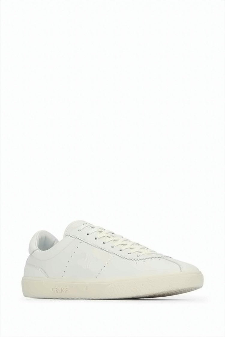 Minimalist White Leather Sneakers with Textured Rubber Sole