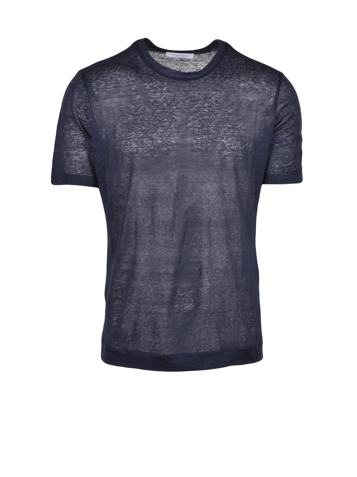 Relaxed Fit Blue Linen T-Shirt