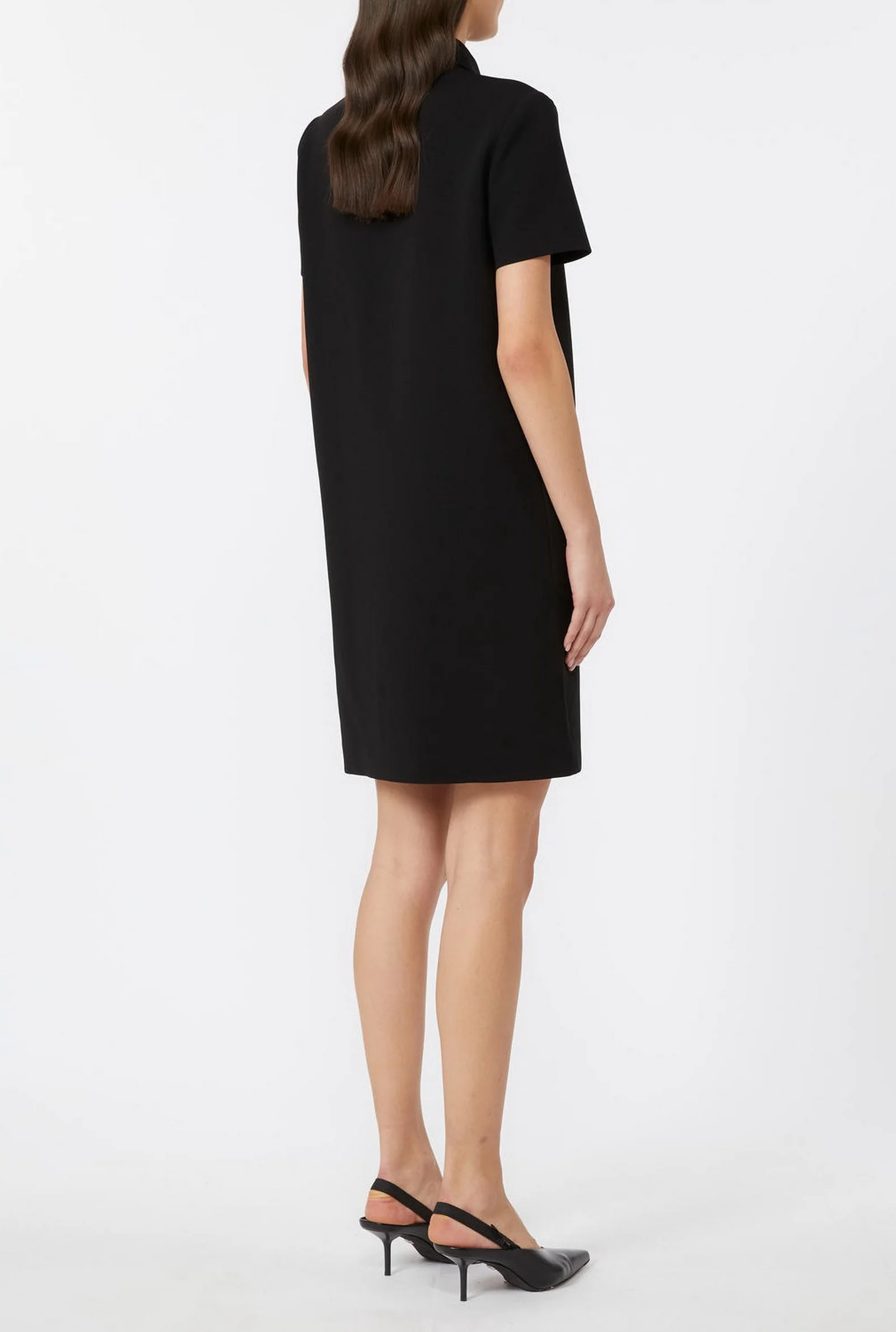 Classic Black Mini Dress With Polo Collar