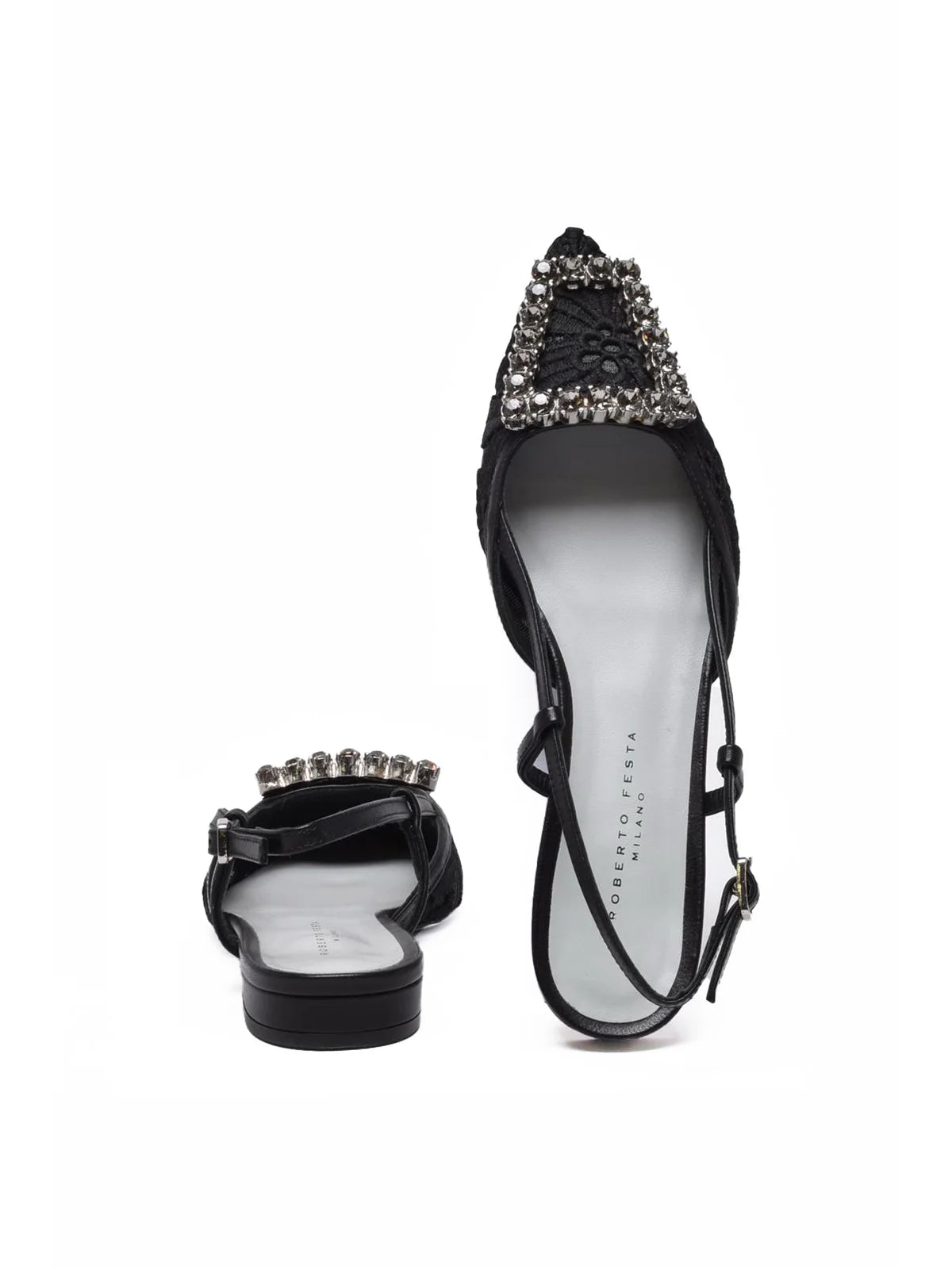 Black Other Fibers Lace Ballerina
