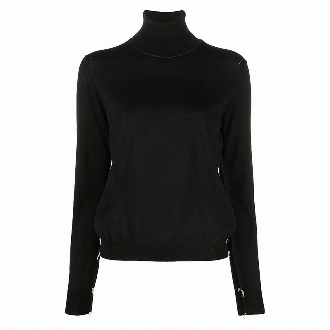 High-Neck Wool Knit Sweater With Subtle Stitch Detailing