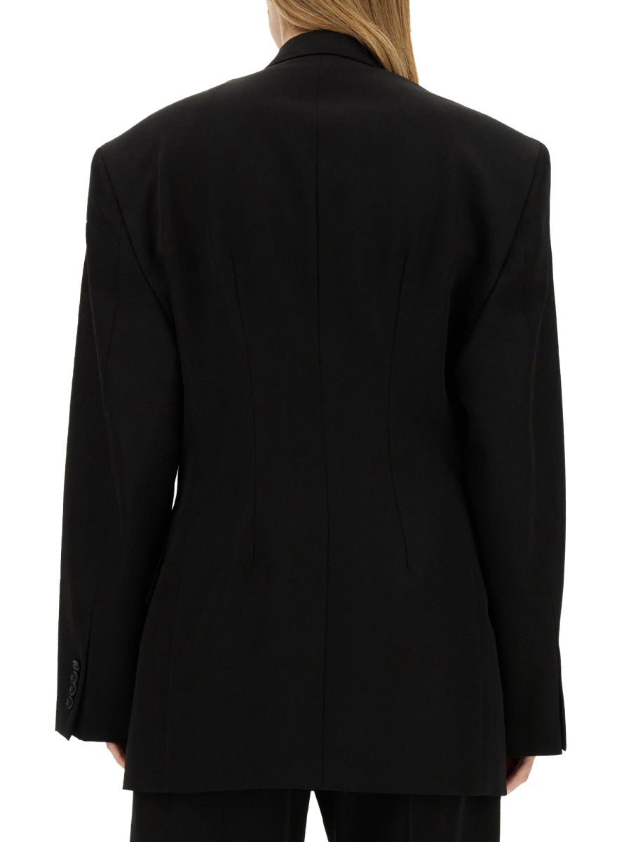 Oversized Wool Jacket with Cinched Waist