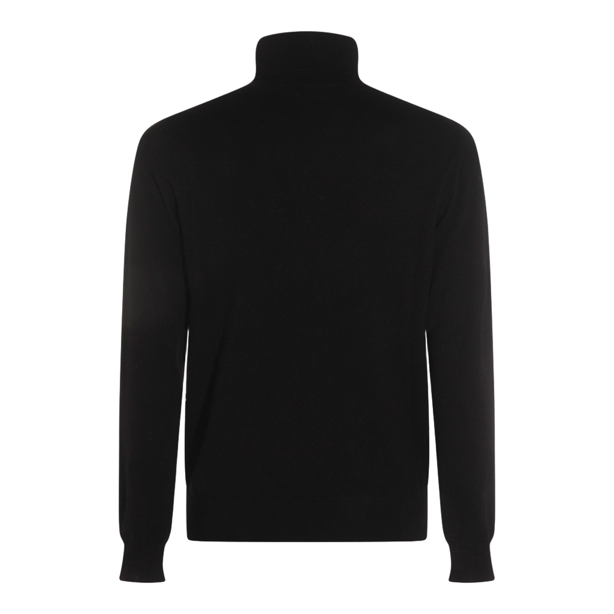 Fine-Knit Black Turtleneck Sweater with Ribbed Detailing
