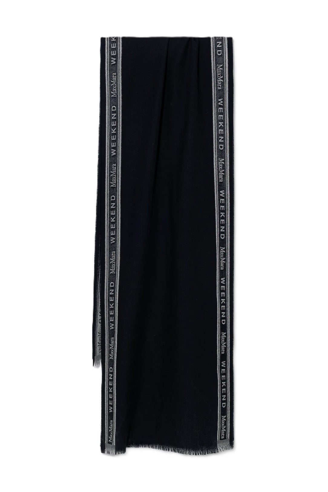 Rectangular Black Scarf with Woven Branded Detail