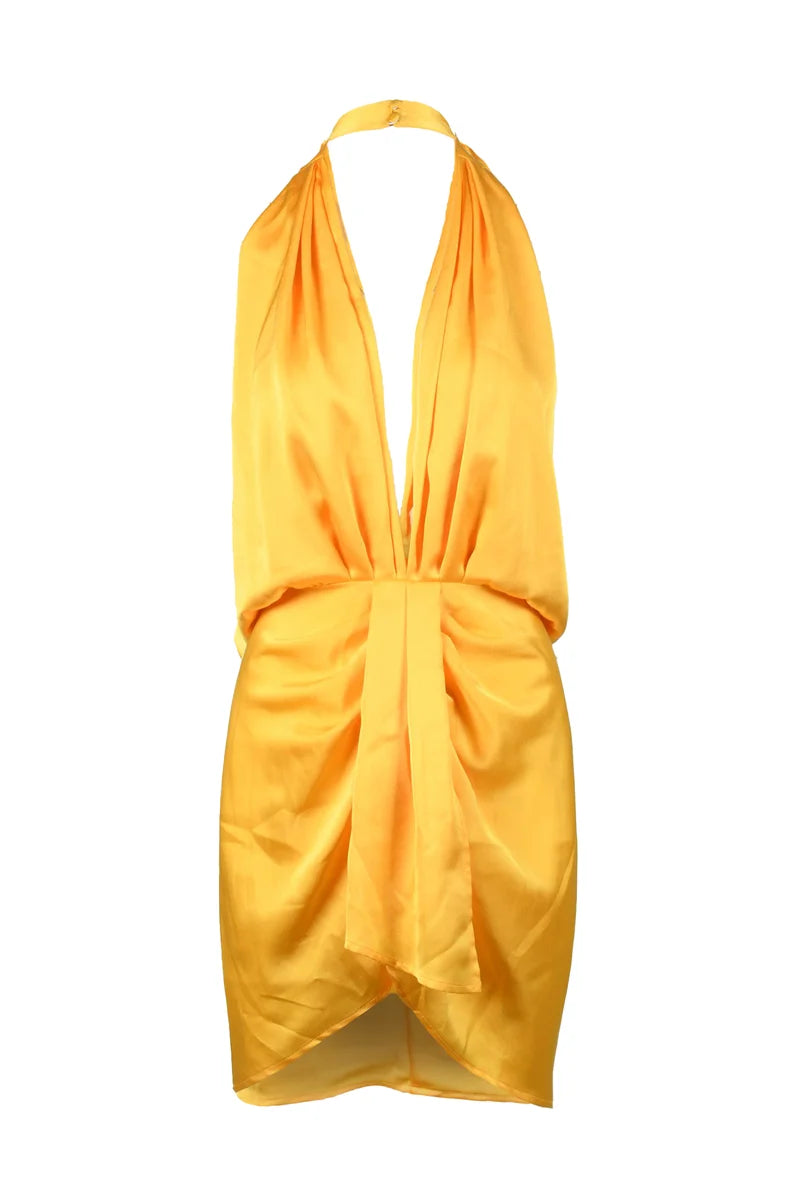 Polyester and Elastane Dress - Black/Orange