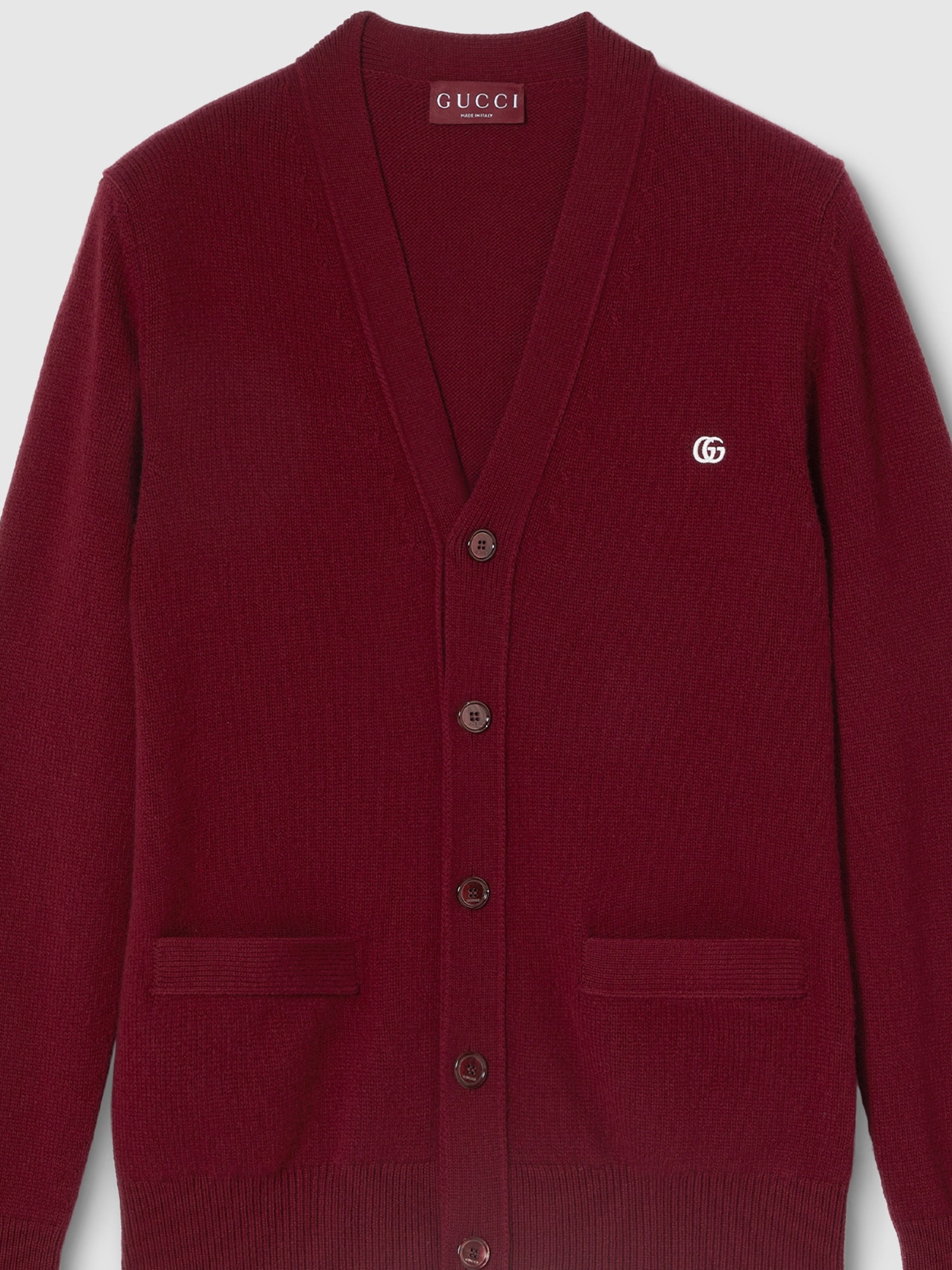 Burgundy Deep V-Neck Button Cardigan