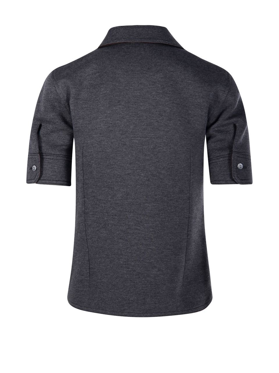 Boxy Short-Sleeved Shirt with Wide Pointed Collar