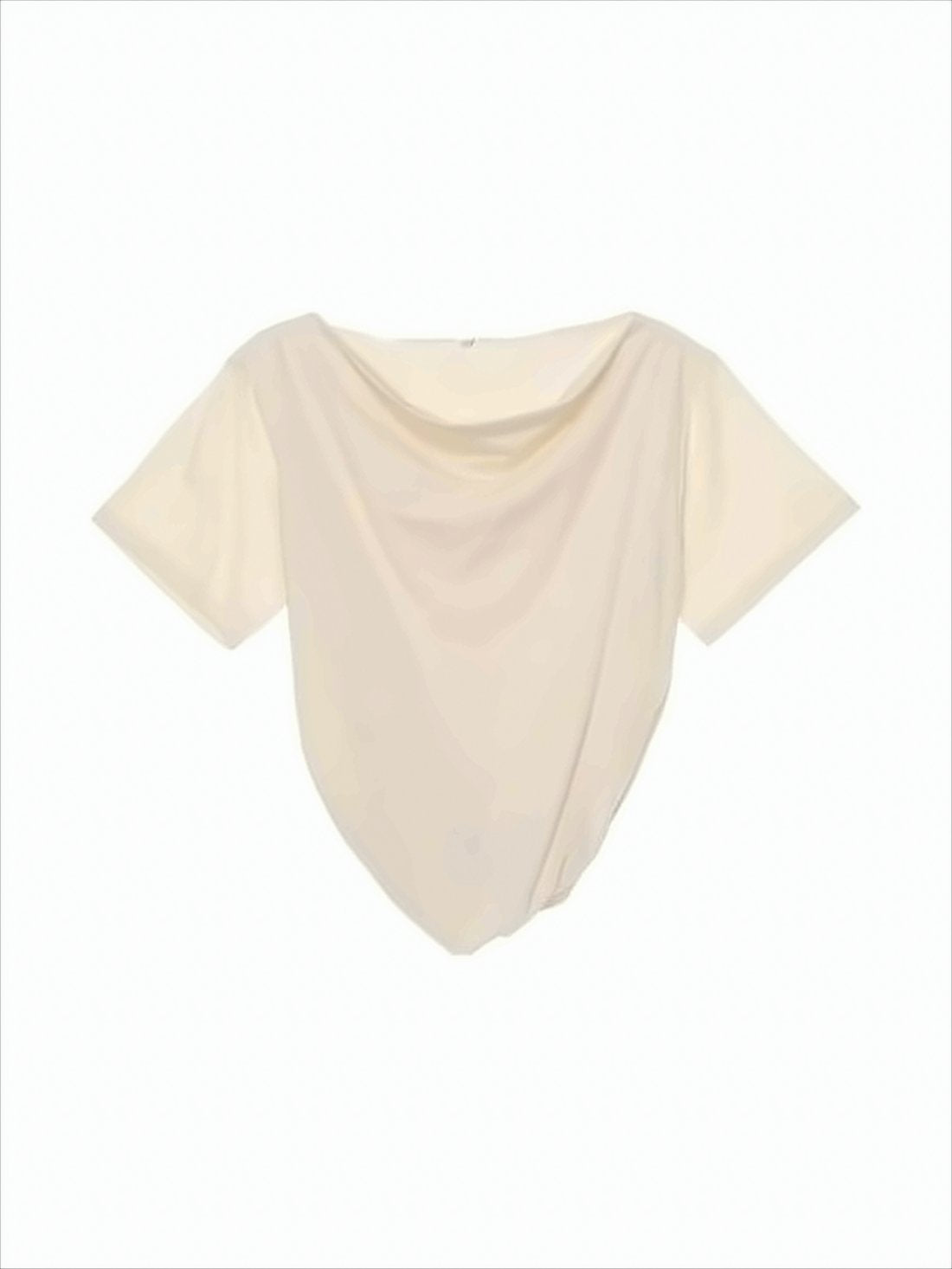 Asymmetrical Neckline Short-Sleeved Top in Organic Cotton