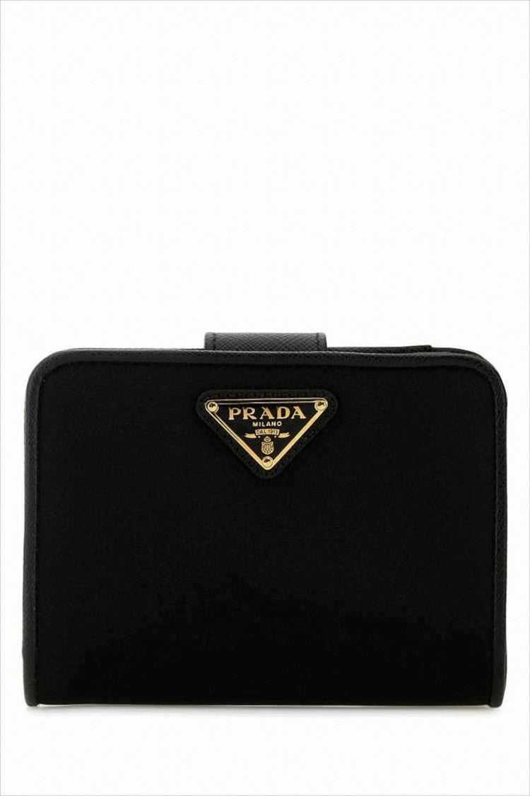 Compact Wallet In Recycled Nylon With Leather Trim