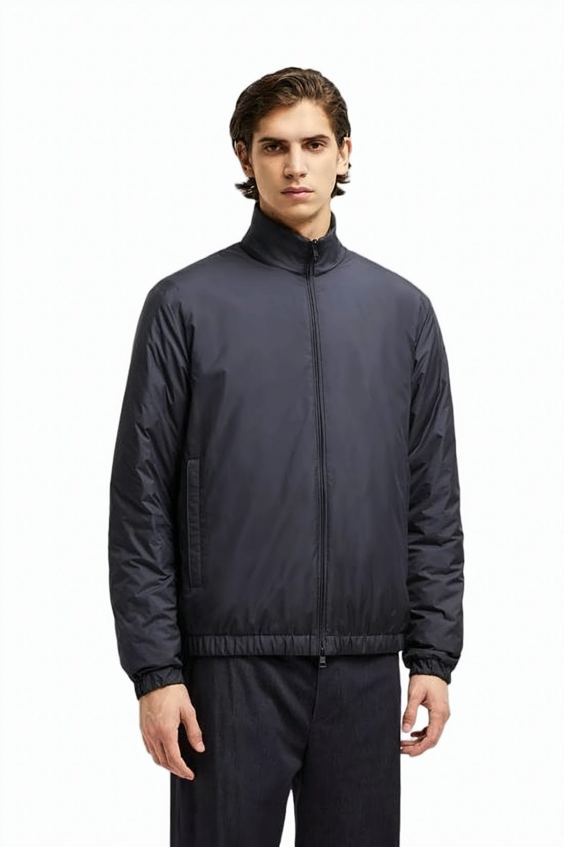Quilted Lightweight Padded Jacket With Textured Knit Detail