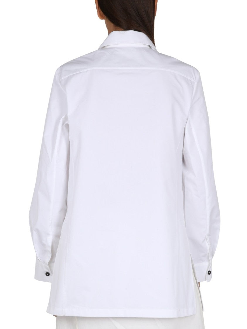 White Poplin Shirt With Pointed Collar