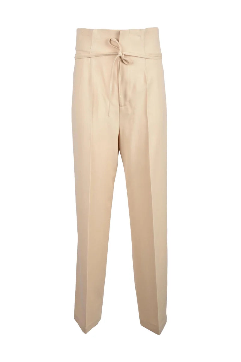 Cream Trousers with High Waist