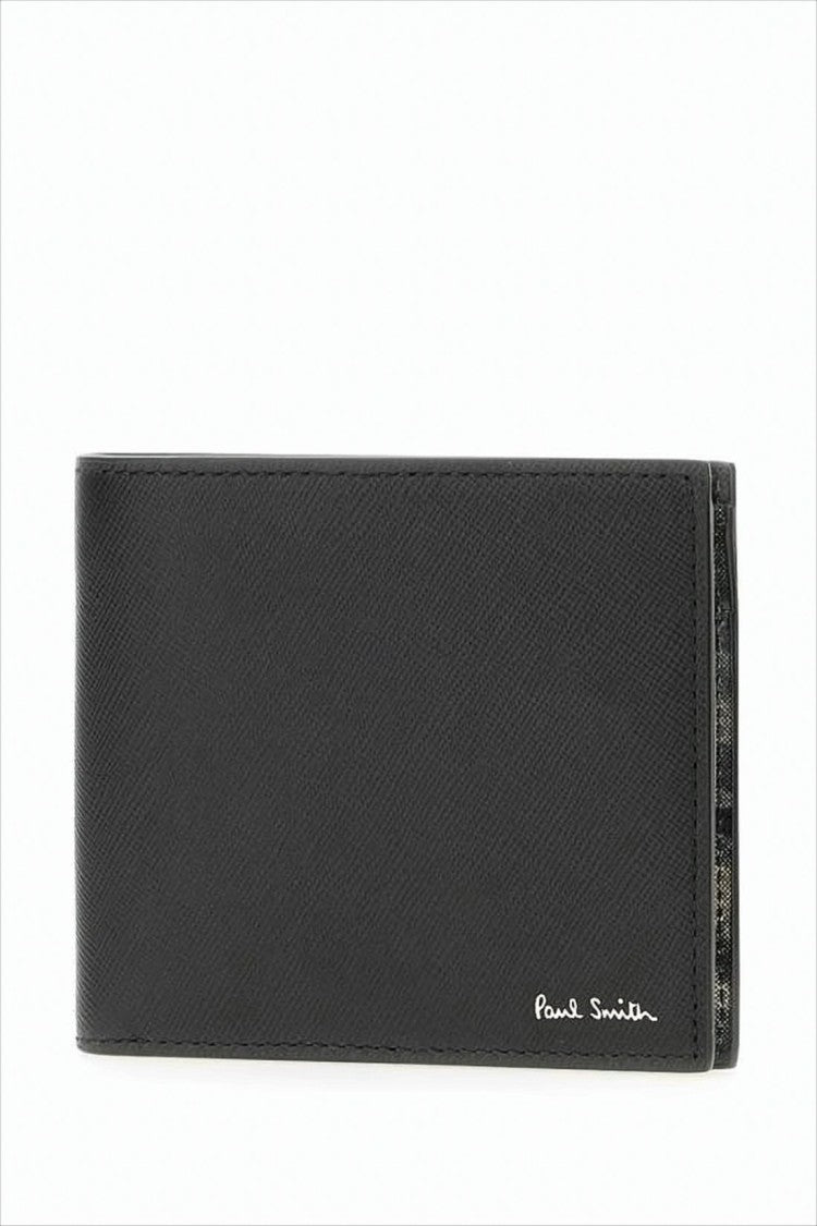 Textured Lambskin Bifold Wallet with Signature Detail
