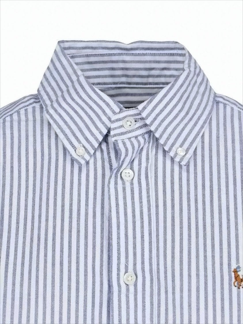 Vertical Blue and White Striped Button-Down Shirt