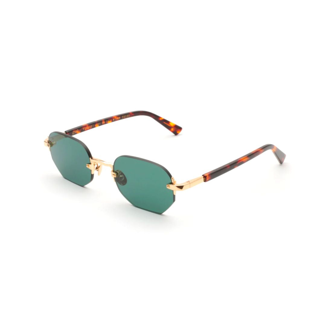 Moonstone Geometric Tortoiseshell-Patterned Sunglasses with Gold Accents