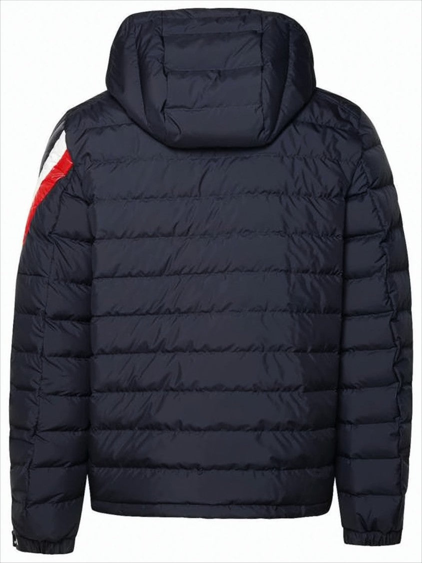 Quilted Padded Jacket with Chevron Pattern and Hood