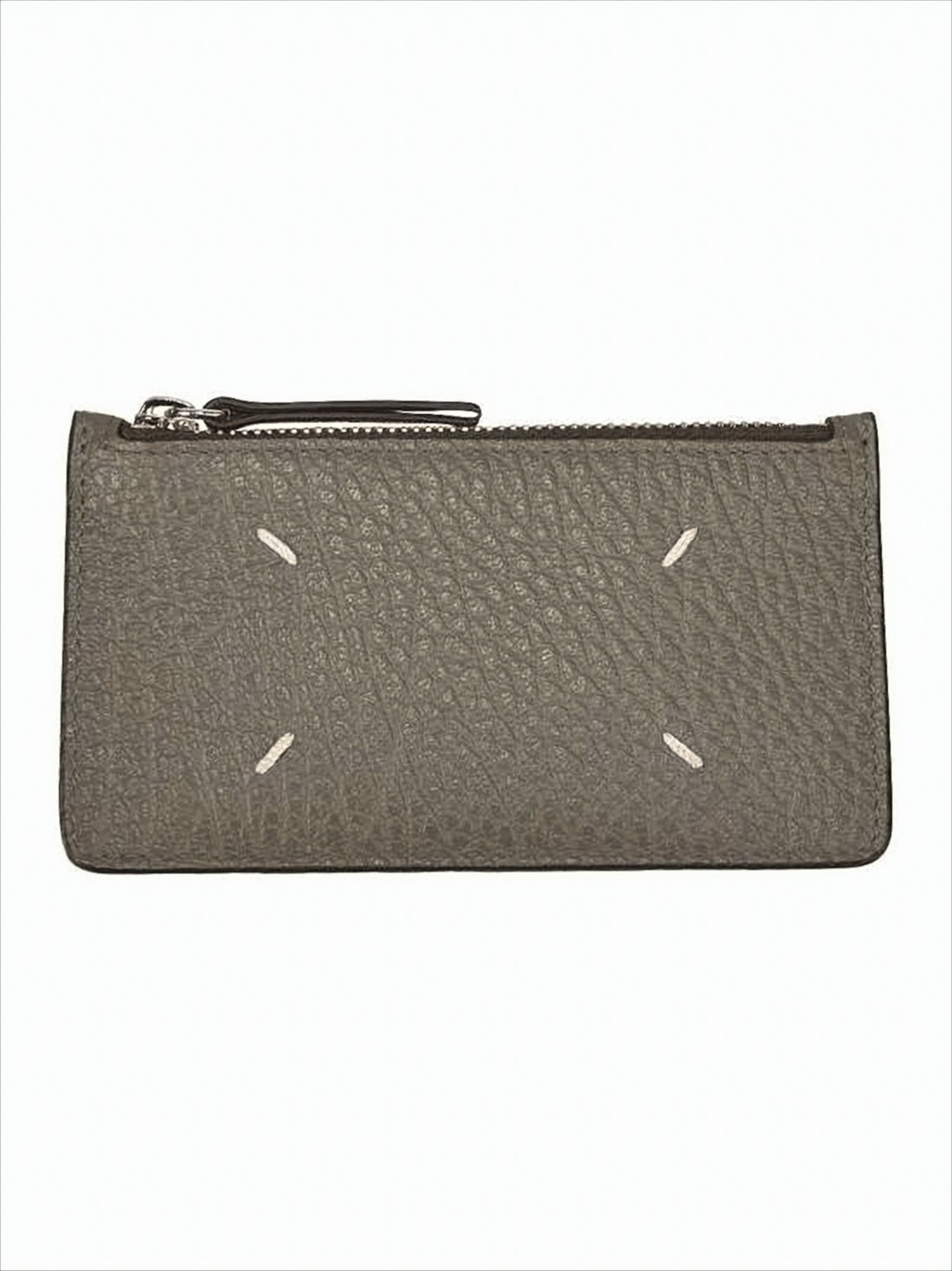 Textured Calf Leather Wallet with Zippered Closure