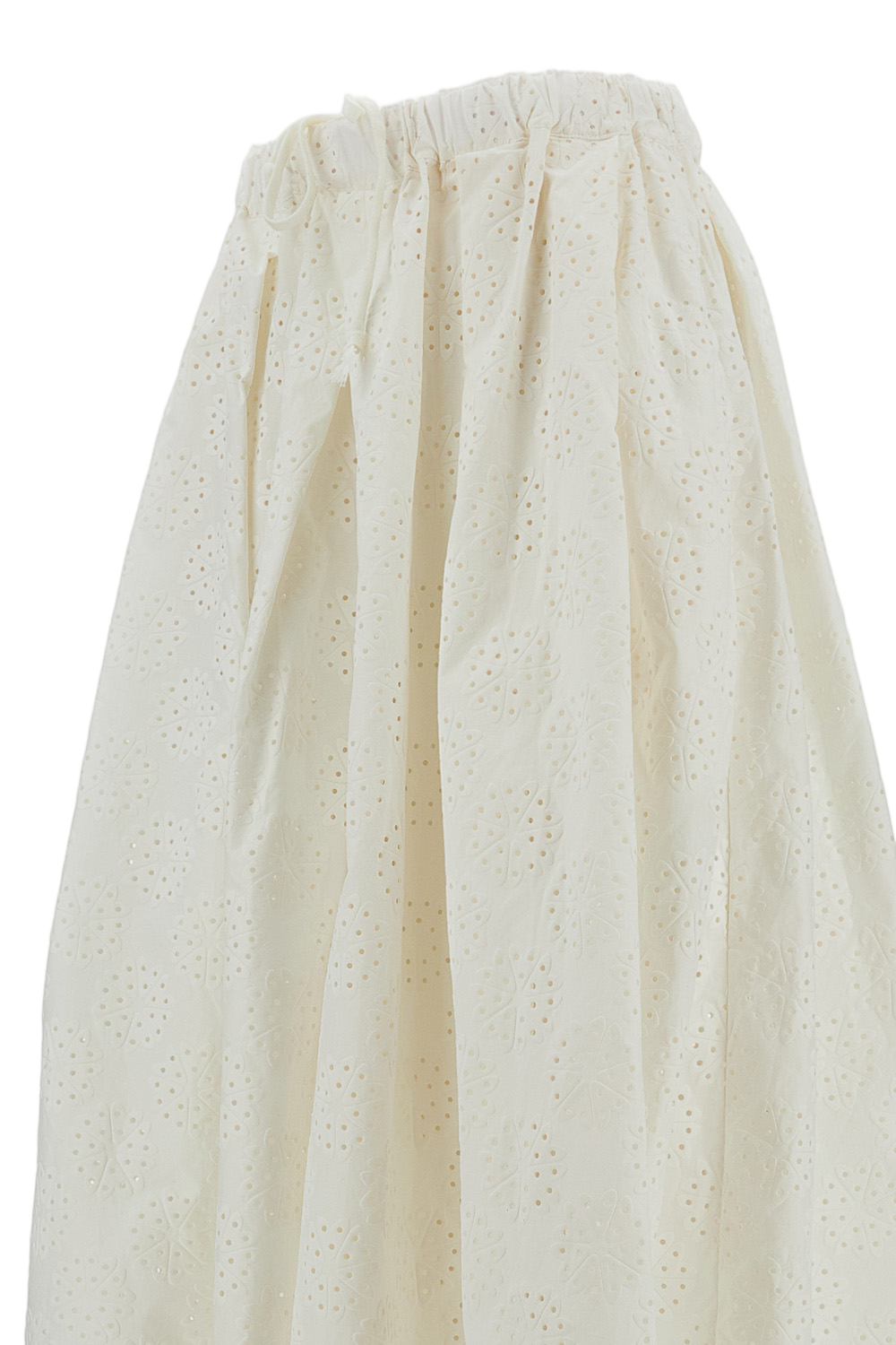 Wide Leg Cotton Trouser Skirt with Eyelet Floral Pattern