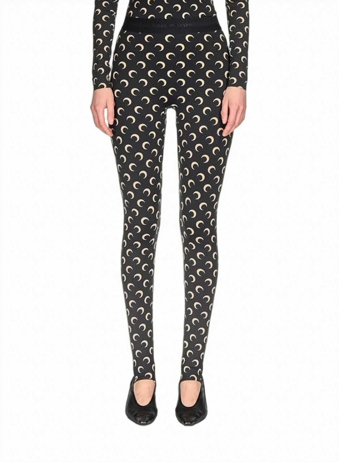 Crescent Moon Pattern Slim-Fit Leggings