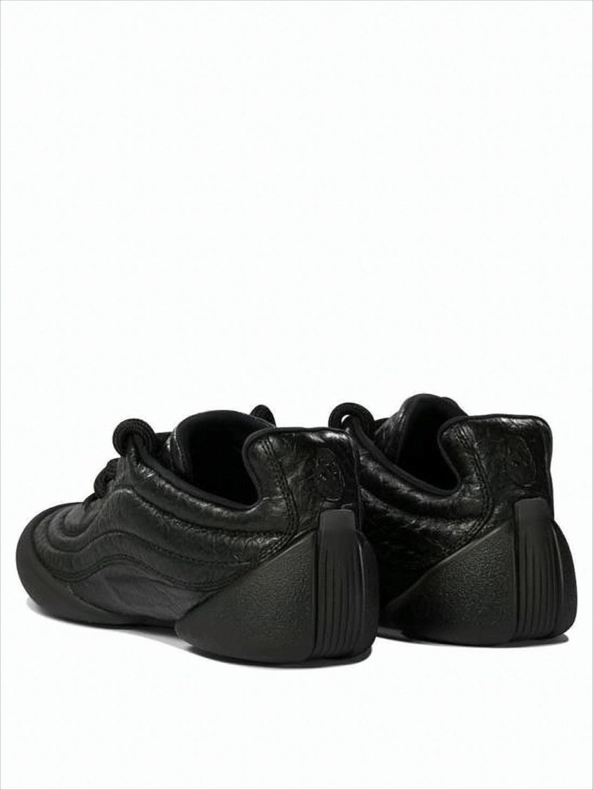 Textured Lambskin Leather Sneakers with Rounded Toe