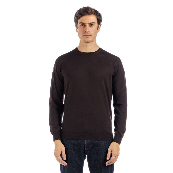 Classic Crew Neck Sweater In Rich Chocolate Tone