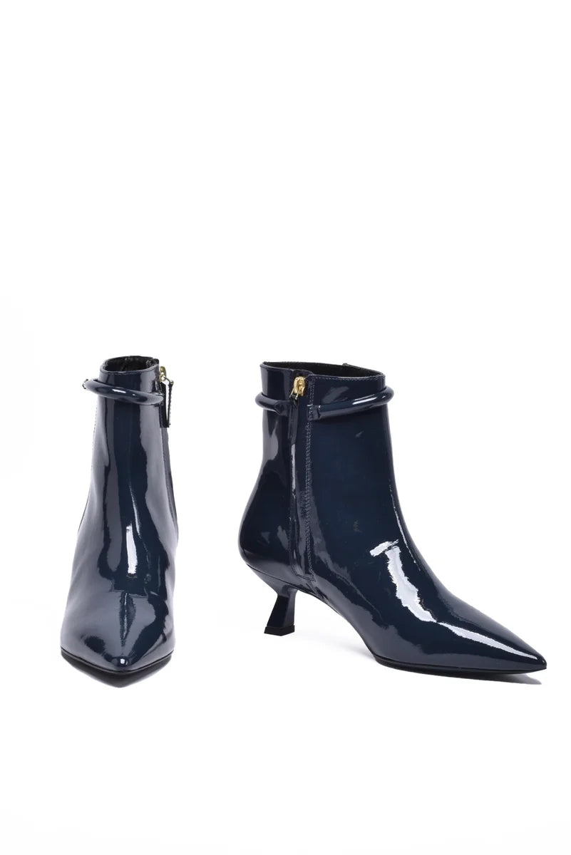 Patent Leather Ankle Boot - Blue