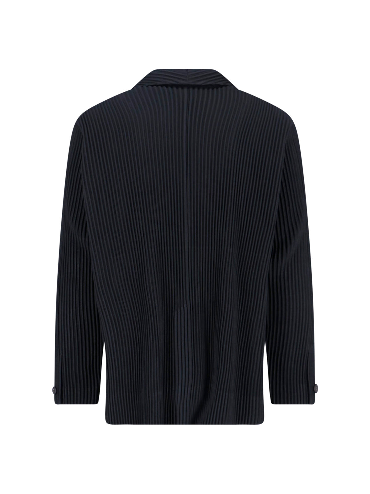 Black Pleated Single-Breasted Blazer
