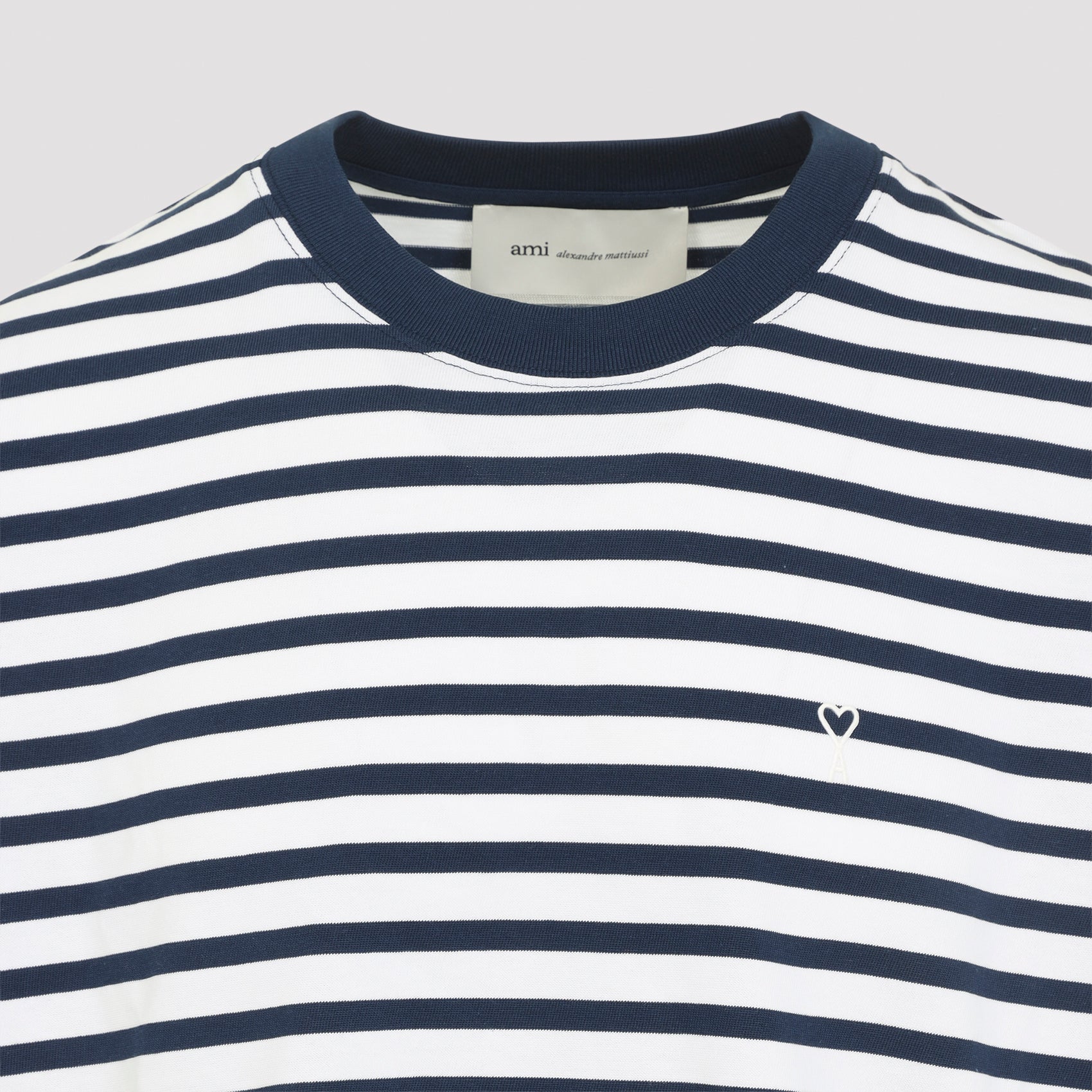 Classic White T-Shirt with Navy Stripe Detail