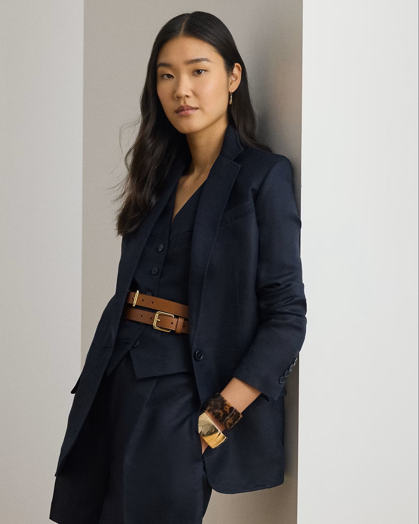 Navy Blue Light Linen Blazer Jacket