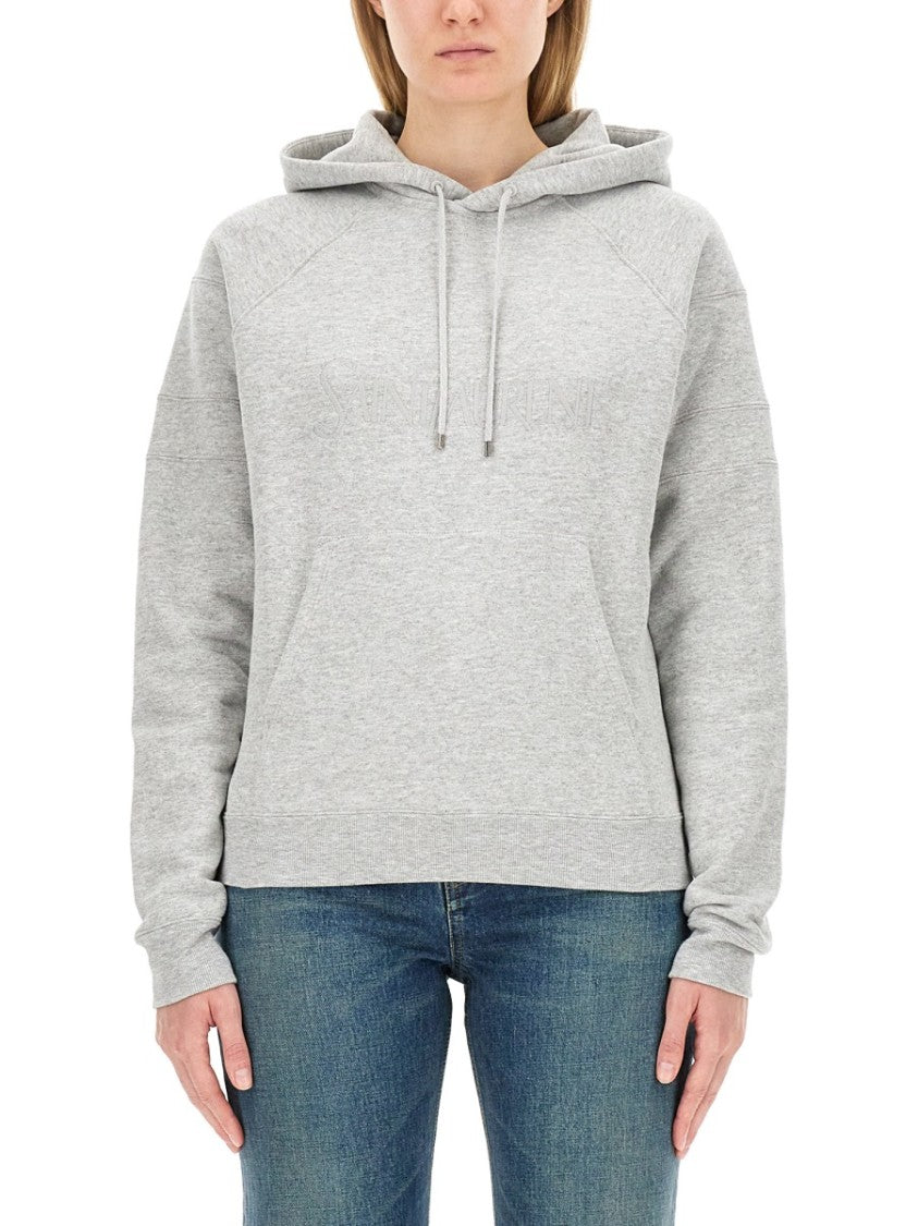 Classic Grey Cotton Hoodie With Drawstring