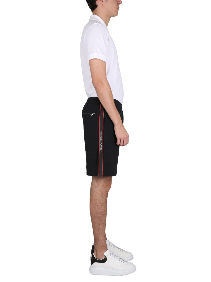 Selvedge Logo Band Cotton Bermuda Shorts