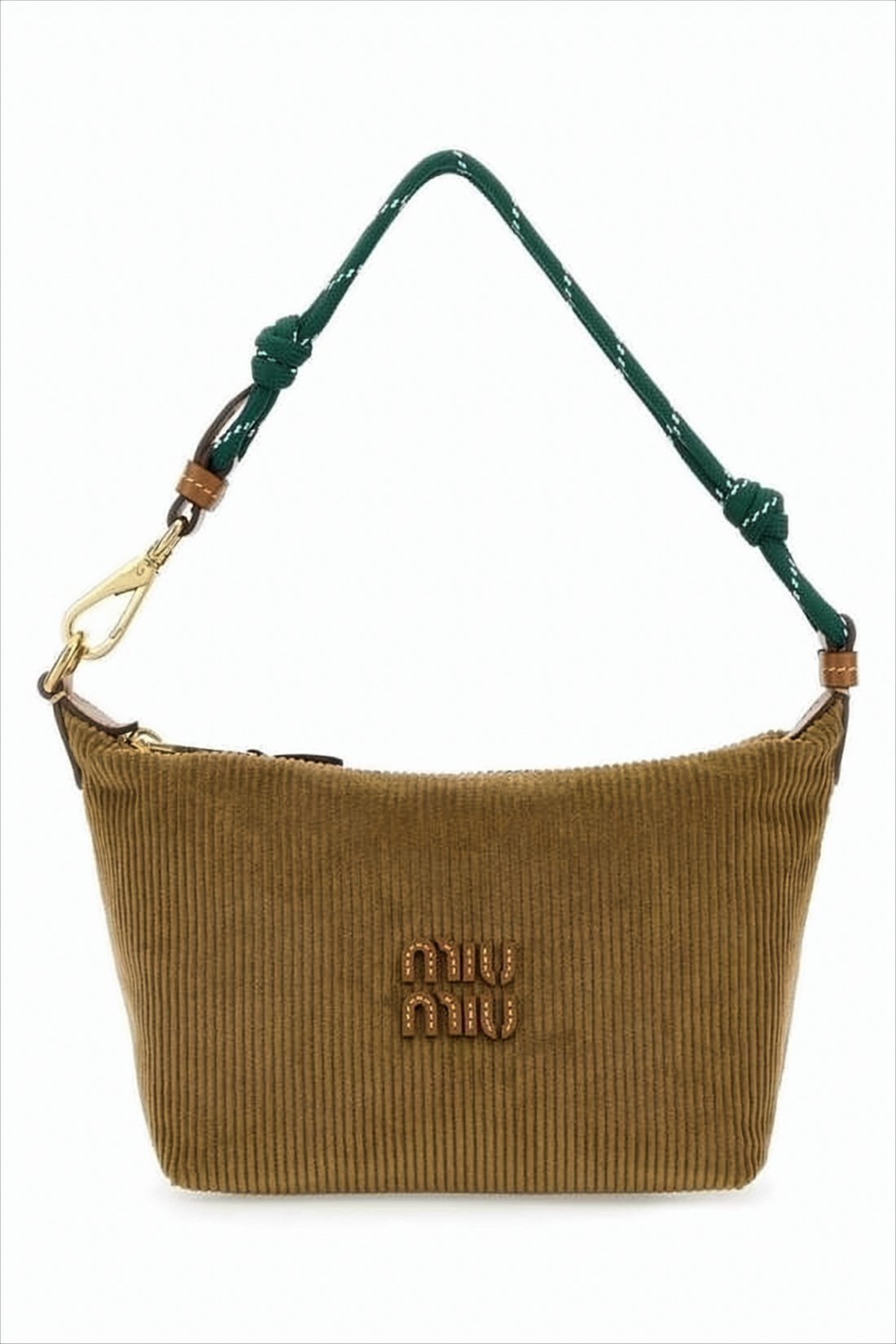 Ribbed Cotton Clutch with Knotted Strap