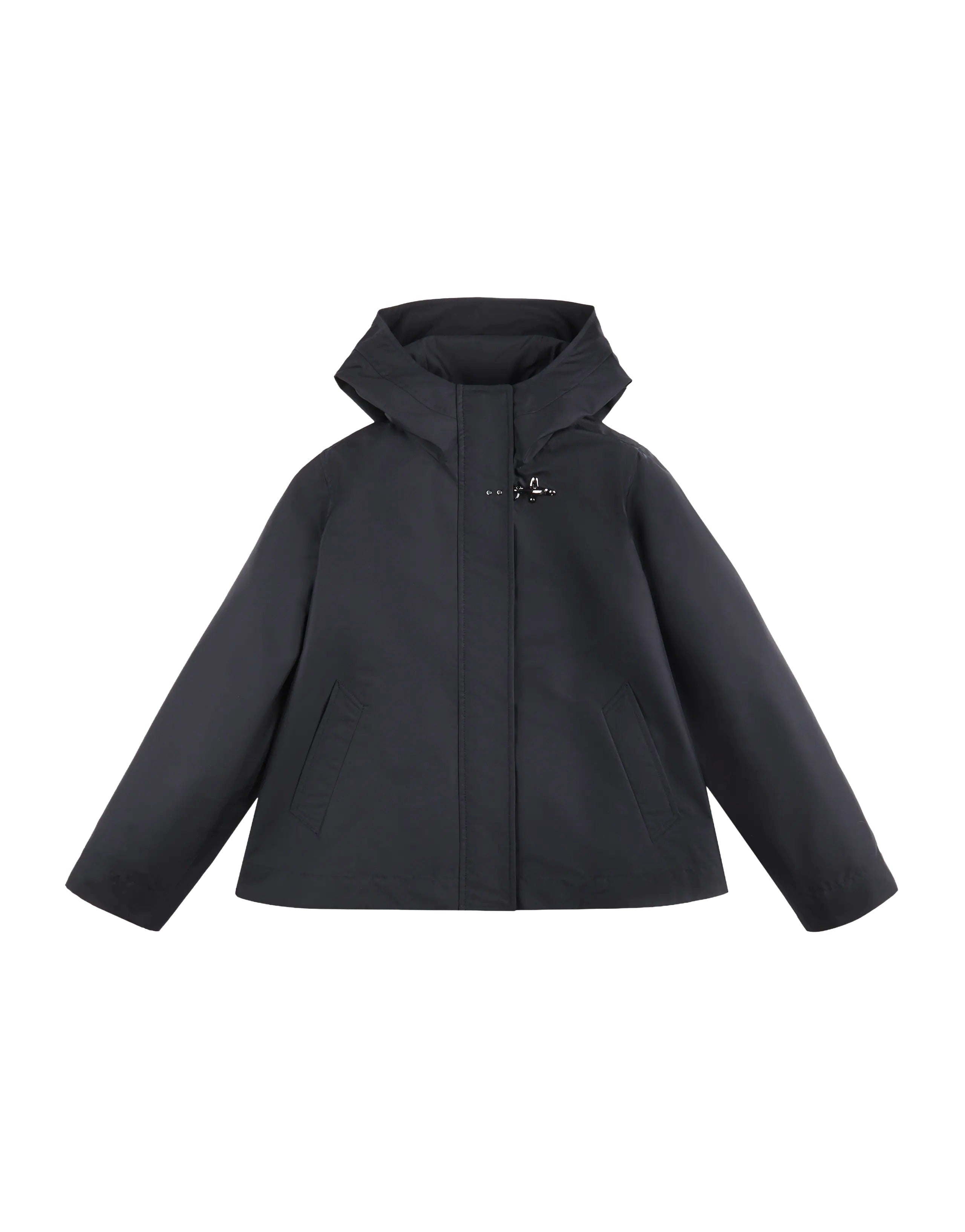 Short Hooded Parka with Adjustable Hem