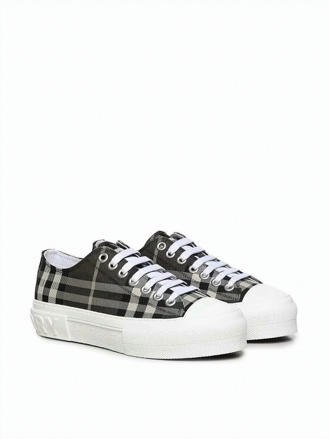 Checkered Nylon Low-Top Sneakers with Rubber Sole