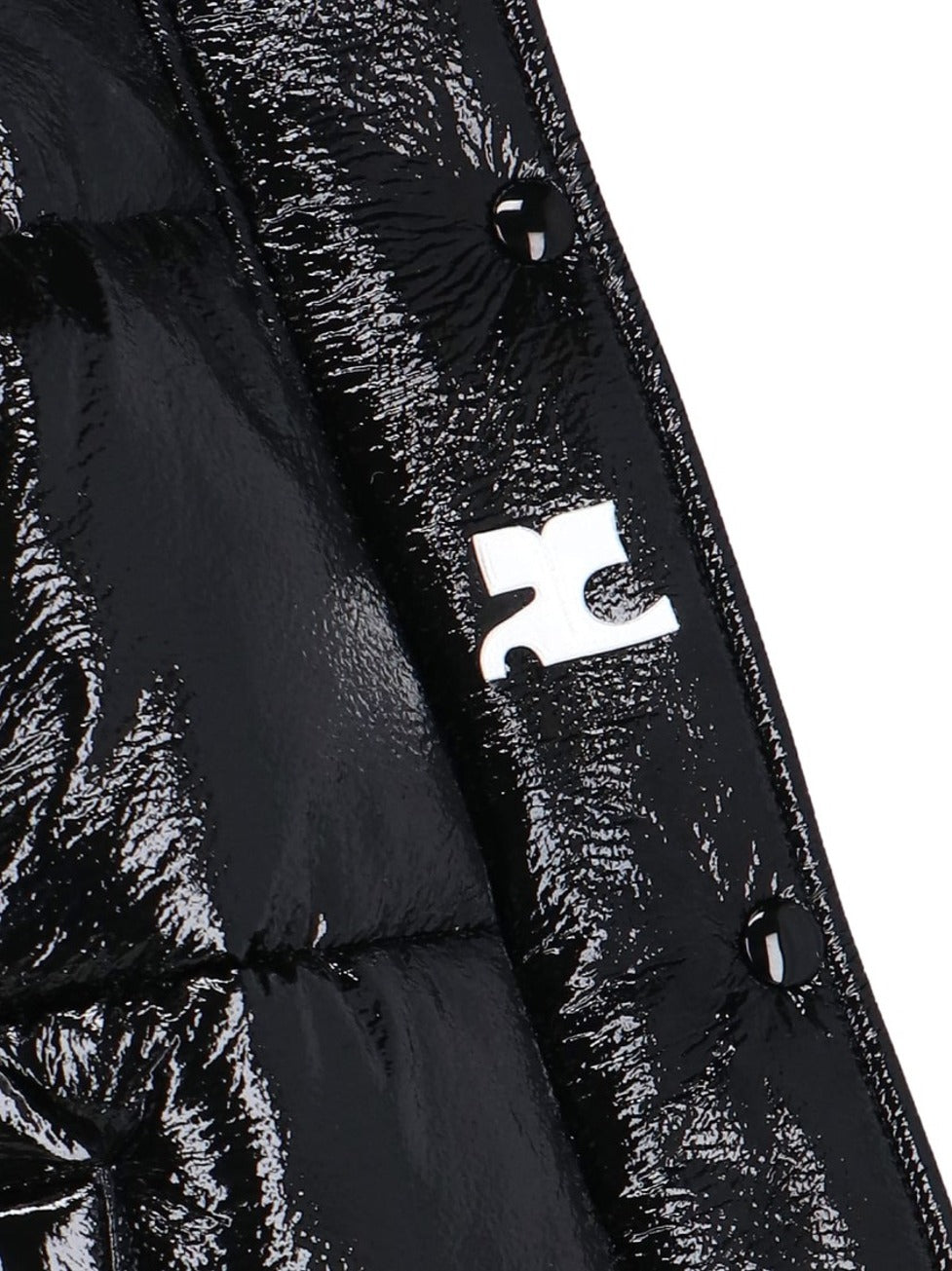 Crop Vinyl Puffer Jacket – Black