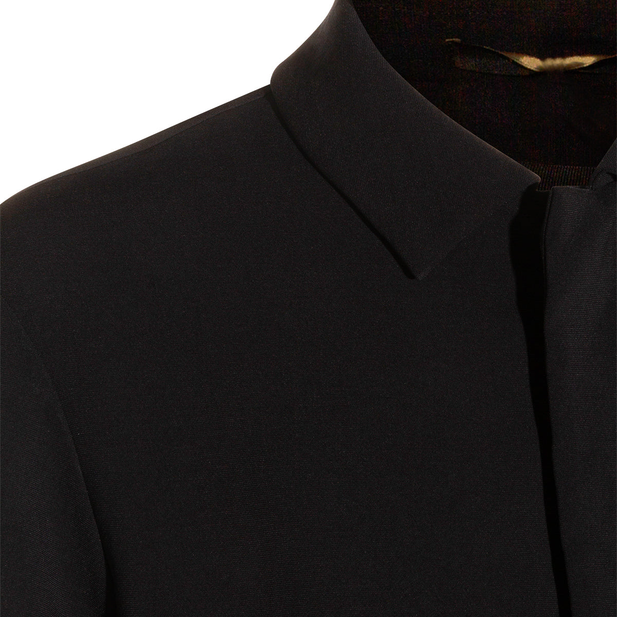 Minimalist Black Coat With Stand Collar