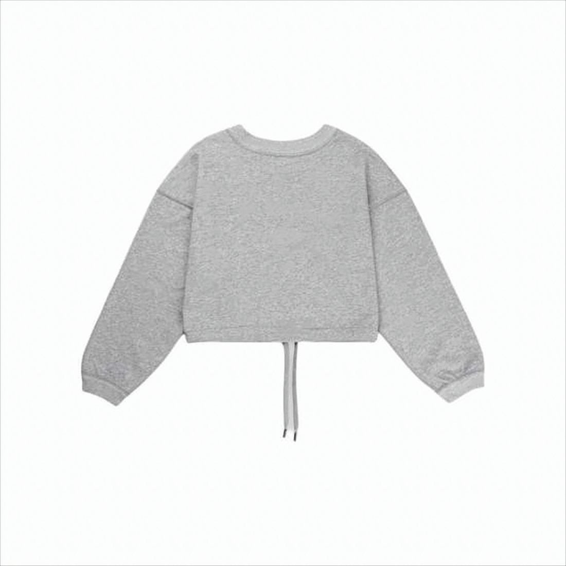 Cropped Long-Sleeve Sweatshirt with Drawstring Hem